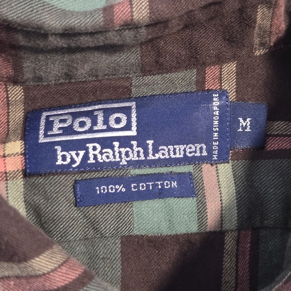 Polo By Ralph Lauren Blue Label Vintage Plaid Button Up Cotton Flannel Medium - Picture 7 of 7